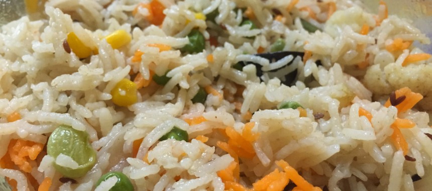 Vegetable Pulao (Mildly spiced Vegetable Rice)